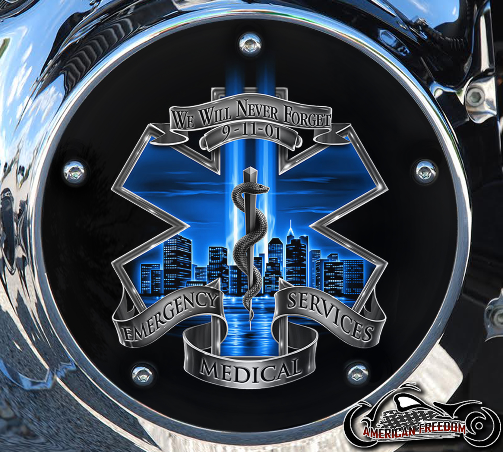 Custom Derby Cover - EMS 911 Blue